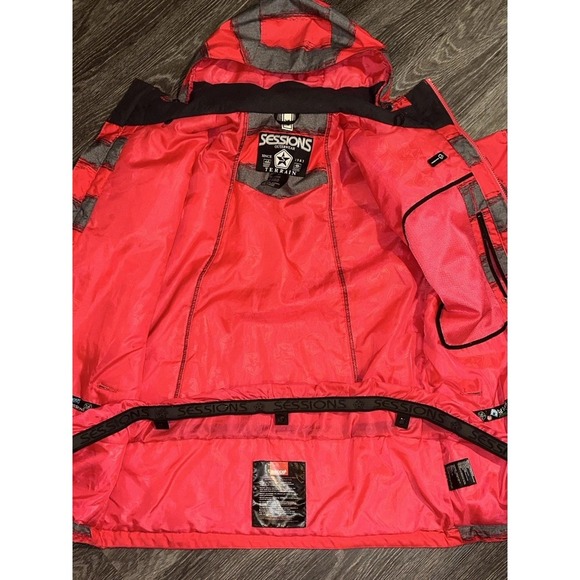 Sessions Terrain Recco Womens Sz XL Red Gray Stripe Jane Heather Snowboard Coat - Picture 2 of 16